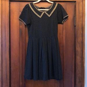 Reserved- dear creatures polka dot collar dress with piping - size Medium